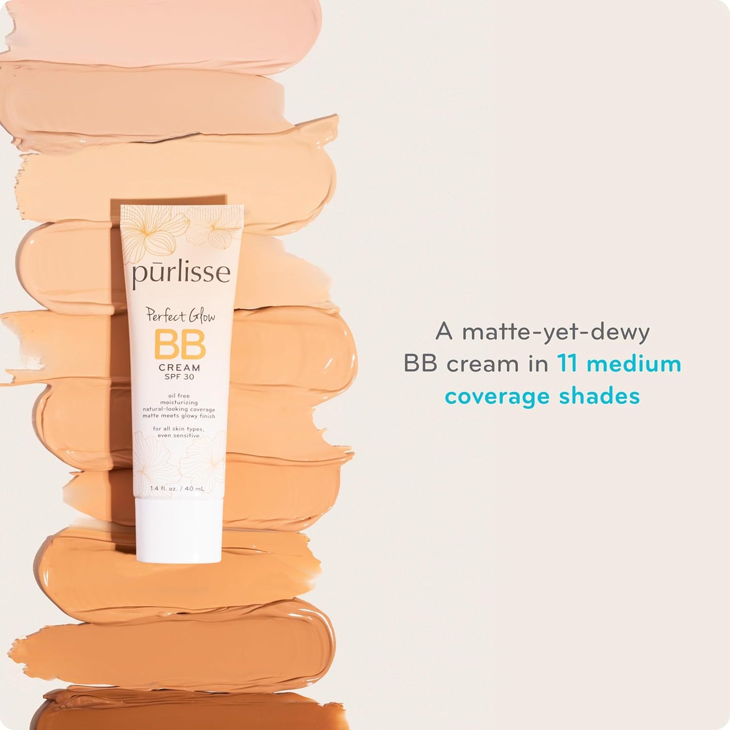 Perfect Glow BB Cream SPF 30 - Luminous Matte Tinted Moisturizer with SPF - Korean Skin Care Formula with Goji & Hawthorn Berry to Hydrate, Brighten & Even Skin - Medium (1.4 Oz)