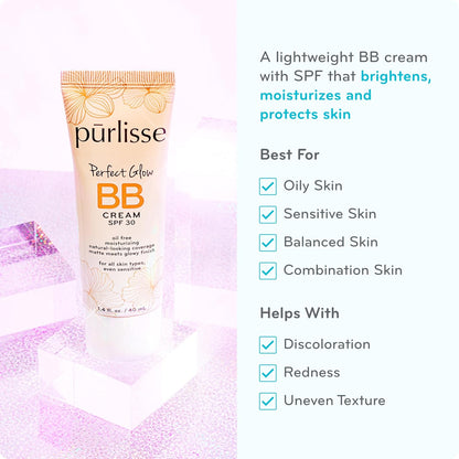 Perfect Glow BB Cream SPF 30 - Luminous Matte Tinted Moisturizer with SPF - Korean Skin Care Formula with Goji & Hawthorn Berry to Hydrate, Brighten & Even Skin - Medium (1.4 Oz)